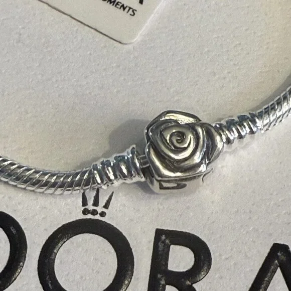 Authentic Pandora, SIZE 22CM, Silver Rose Clasp Chain Bracelet - Picture 4 of 8